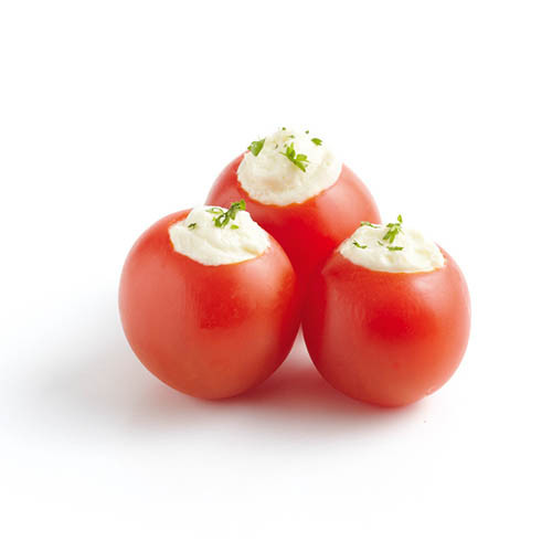 Cocktailtomaten gefüllt mit Basilikum-Frischkäsezubereitung