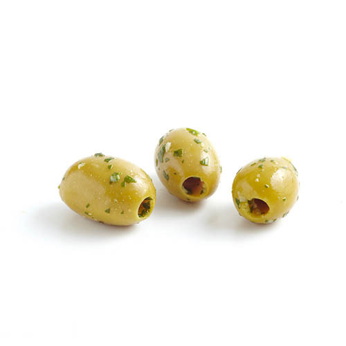 Grüne Oliven Basilikum